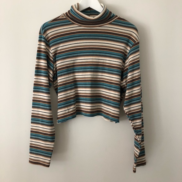 American Vintage Sweaters - vintage 90s Multicolored Stripe Turtleneck Sweater